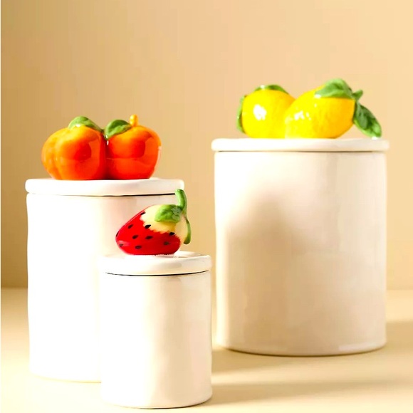Anthropologie Other - New Anthropologie Fruta Strawberry Small Stoneware Canister